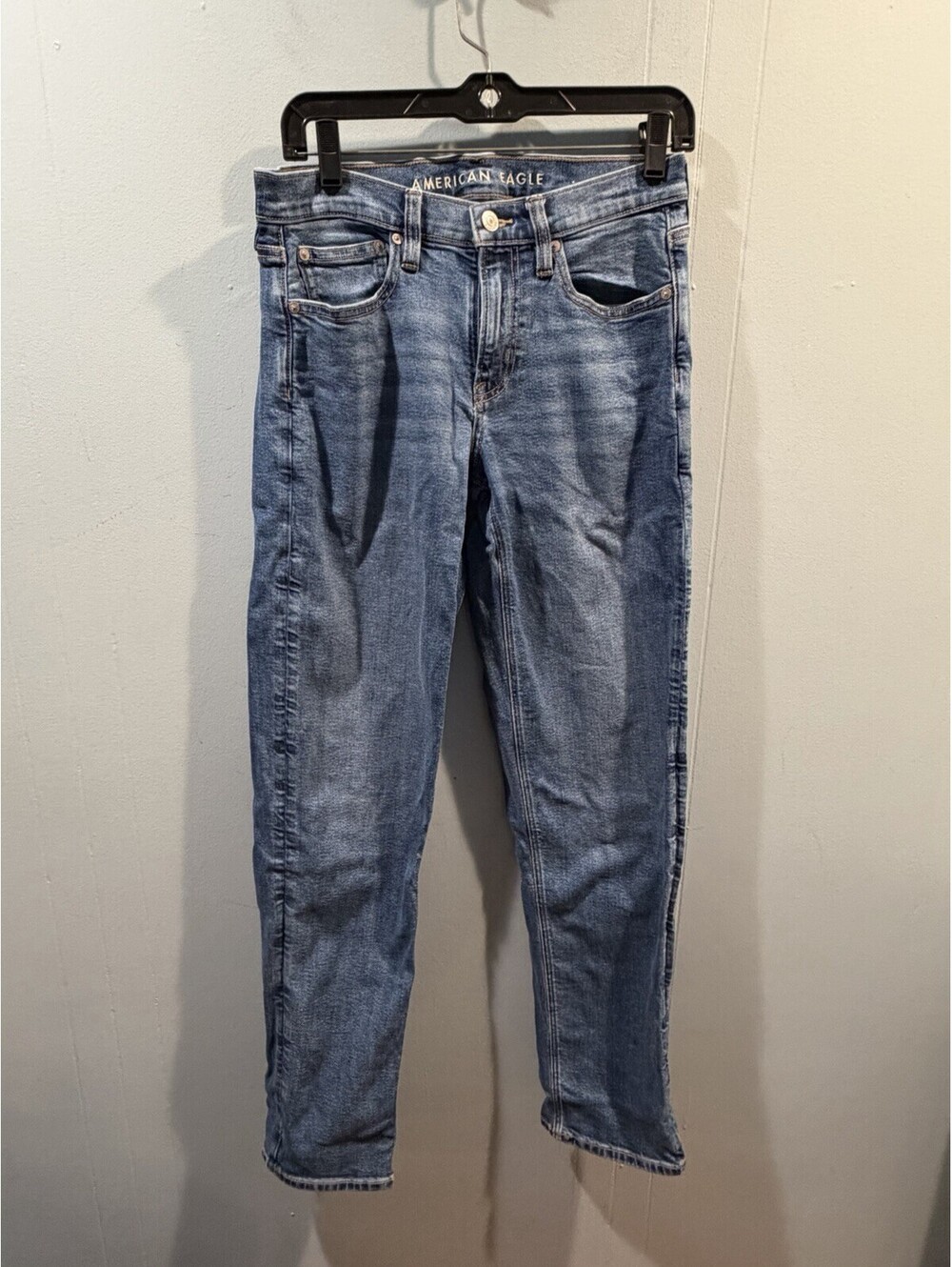Womens American Eagle Stretch 90s Straight Jeans Size 4 Long Blue